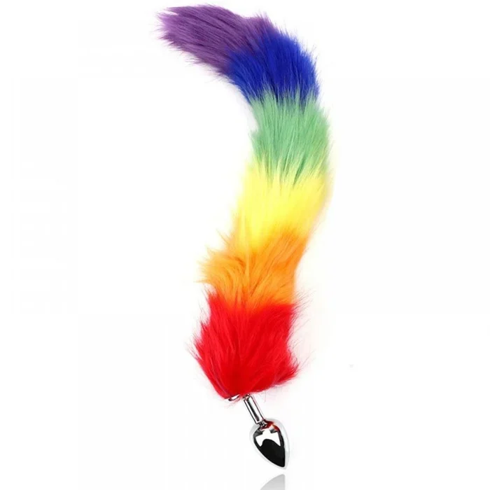 Plug anal em metal com cauda colorida - Image 2