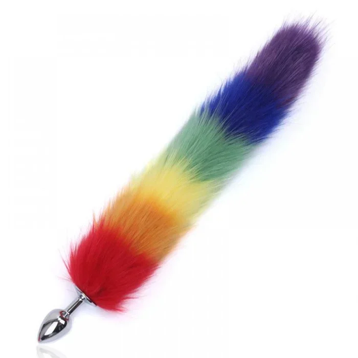 Plug anal em metal com cauda colorida - Image 3